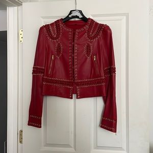 Red leather jacket